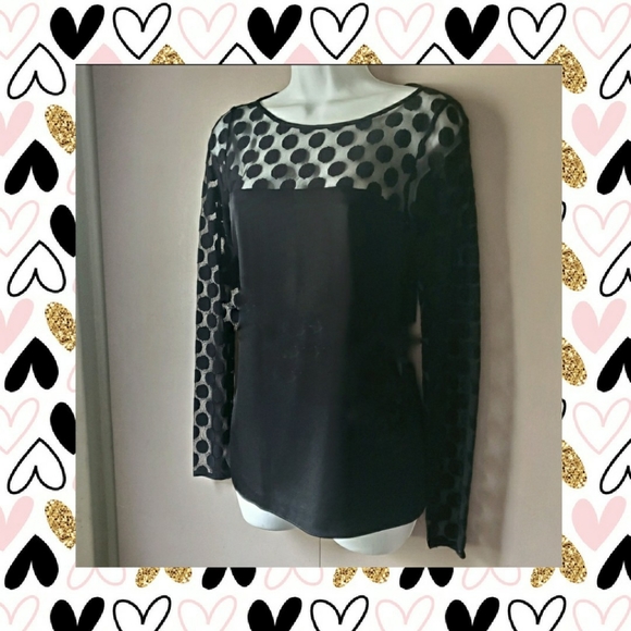 MILLY Black Dot Silk Top Blouse Sz 2 XS - Picture 2 of 8